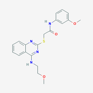 molecular formula C20H22N4O3S B2402197 2-[4-(2-甲氧基乙基氨基)喹唑啉-2-基]硫代-N-(3-甲氧基苯基)乙酰胺 CAS No. 422533-12-8