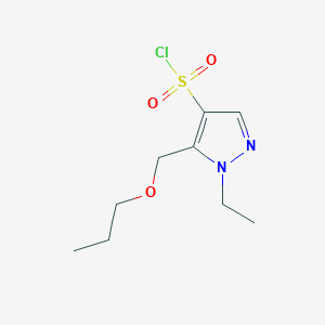 molecular formula C9H15ClN2O3S B2402198 1-ethyl-5-(propoxymethyl)-1H-pyrazole-4-sulfonyl chloride CAS No. 1856090-08-8