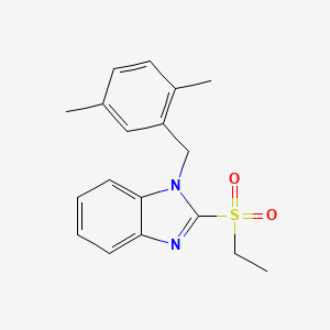 molecular formula C18H20N2O2S B2402204 1-(2,5-二甲基苯甲基)-2-(乙基磺酰基)-1H-苯并[d]咪唑 CAS No. 886924-23-8