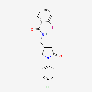 N-[[1-(4-chlorophenyl)-5-oxopyrrolidin-3-yl]methyl]-2-fluorobenzamide