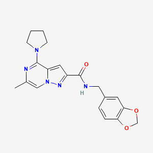 N-(1,3-benzodioxol-5-ylmethyl)-6-methyl-4-(1-pyrrolidinyl)pyrazolo[1,5-a]pyrazine-2-carboxamide