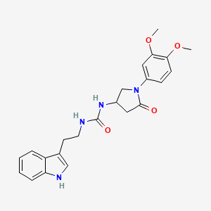 molecular formula C23H26N4O4 B2402236 1-(2-(1H-indol-3-yl)ethyl)-3-(1-(3,4-dimethoxyphenyl)-5-oxopyrrolidin-3-yl)urea CAS No. 877641-65-1