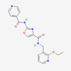 molecular formula C18H17N5O4 B2402261 N-((2-ethoxypyridin-3-yl)methyl)-2-(isonicotinamido)oxazole-4-carboxamide CAS No. 1797736-34-5