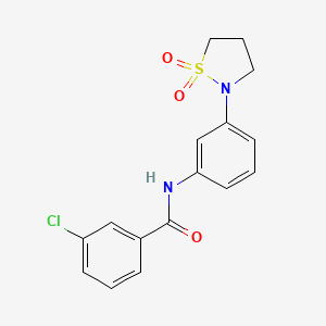 molecular formula C16H15ClN2O3S B2402265 3-chloro-N-(3-(1,1-dioxidoisothiazolidin-2-yl)phenyl)benzamide CAS No. 942011-40-7