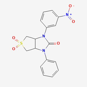 molecular formula C17H15N3O5S B2402272 1-(3-nitrophenyl)-3-phenyltetrahydro-1H-thieno[3,4-d]imidazol-2(3H)-one 5,5-dioxide CAS No. 714202-26-3