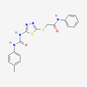 N-phenyl-2-((5-(3-(p-tolyl)ureido)-1,3,4-thiadiazol-2-yl)thio)acetamide