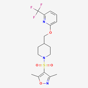 molecular formula C17H20F3N3O4S B2402304 2-({1-[(3,5-Dimethyl-1,2-oxazol-4-yl)sulfonyl]piperidin-4-yl}methoxy)-6-(trifluoromethyl)pyridine CAS No. 2198620-04-9