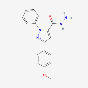 molecular formula C17H16N4O2 B2402307 5-(4-Methoxy-phenyl)-2-phenyl-2H-pyrazole-3-carboxylic acid hydrazide CAS No. 882221-70-7