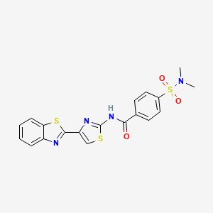 molecular formula C19H16N4O3S3 B2402315 N-[4-(1,3-benzothiazol-2-yl)-1,3-thiazol-2-yl]-4-(dimethylsulfamoyl)benzamide CAS No. 477535-11-8