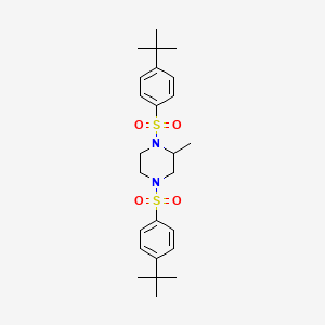 molecular formula C25H36N2O4S2 B2402319 1,4-Bis(4-tert-butylbenzenesulfonyl)-2-methylpiperazine CAS No. 893667-40-8