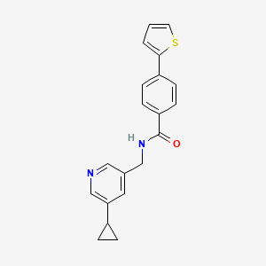 molecular formula C20H18N2OS B2402324 N-((5-环丙基吡啶-3-基)甲基)-4-(噻吩-2-基)苯甲酰胺 CAS No. 2034227-71-7