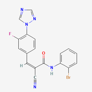 molecular formula C18H11BrFN5O B2402326 (Z)-N-(2-bromophenyl)-2-cyano-3-[3-fluoro-4-(1,2,4-triazol-1-yl)phenyl]prop-2-enamide CAS No. 1223867-07-9