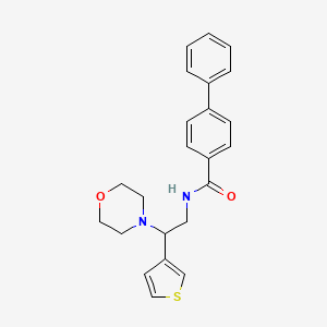 molecular formula C23H24N2O2S B2402327 N-(2-モルフォリノ-2-(チオフェン-3-イル)エチル)-[1,1'-ビフェニル]-4-カルボキサミド CAS No. 946328-01-4