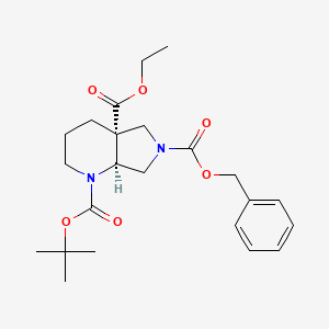 molecular formula C23H32N2O6 B2402331 Cis-Tetrahydro-Pyrrolo[3,4-B]Pyridine-1,4A,6-Tricarboxylic Acid 6-Benzyl Ester 1-Tert-Butyl Ester 4A-Ethyl Ester CAS No. 1341035-19-5