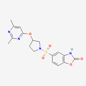 molecular formula C17H18N4O5S B2402338 5-({3-[(2,6-Dimethylpyrimidin-4-yl)oxy]pyrrolidin-1-yl}sulfonyl)-2,3-dihydro-1,3-benzoxazol-2-one CAS No. 2097915-67-6