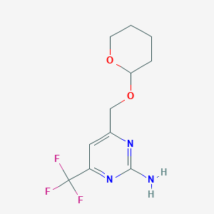 molecular formula C11H14F3N3O2 B240234 4-(Oxan-2-yloxymethyl)-6-(trifluoromethyl)pyrimidin-2-amine 