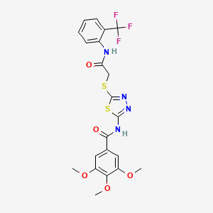 3,4,5-trimethoxy-N-[5-[2-oxo-2-[2-(trifluoromethyl)anilino]ethyl]sulfanyl-1,3,4-thiadiazol-2-yl]benzamide