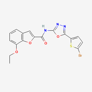 molecular formula C17H12BrN3O4S B2402360 N-(5-(5-bromothiophen-2-yl)-1,3,4-oxadiazol-2-yl)-7-ethoxybenzofuran-2-carboxamide CAS No. 1021071-15-7
