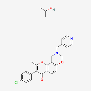molecular formula C27H27ClN2O4 B2402379 3-(4-Chlorophenyl)-2-methyl-9-(pyridin-4-ylmethyl)-8,10-dihydropyrano[2,3-f][1,3]benzoxazin-4-one;propan-2-ol CAS No. 1351606-90-0