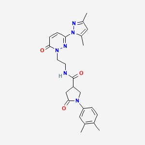 N-(2-(3-(3,5-dimethyl-1H-pyrazol-1-yl)-6-oxopyridazin-1(6H)-yl)ethyl)-1-(3,4-dimethylphenyl)-5-oxopyrrolidine-3-carboxamide