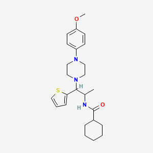 N-(1-(4-(4-methoxyphenyl)piperazin-1-yl)-1-(thiophen-2-yl)propan-2-yl)cyclohexanecarboxamide
