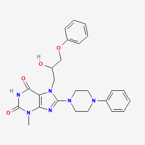 molecular formula C25H28N6O4 B2402395 7-(2-羟基-3-苯氧基丙基)-3-甲基-8-(4-苯基哌嗪-1-基)-1H-嘌呤-2,6(3H,7H)-二酮 CAS No. 887200-43-3