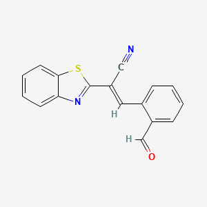 molecular formula C17H10N2OS B2402398 (E)-2-(1,3-benzothiazol-2-yl)-3-(2-formylphenyl)prop-2-enenitrile CAS No. 924720-13-8