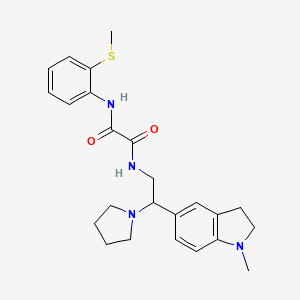 molecular formula C24H30N4O2S B2402403 N1-(2-(1-甲基吲哚-5-基)-2-(吡咯烷-1-基)乙基)-N2-(2-(甲硫基)苯基)草酰胺 CAS No. 922117-30-4