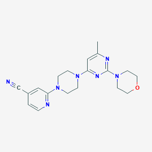 molecular formula C19H23N7O B2402405 2-[4-(6-Methyl-2-morpholin-4-ylpyrimidin-4-yl)piperazin-1-yl]pyridine-4-carbonitrile CAS No. 2415488-25-2
