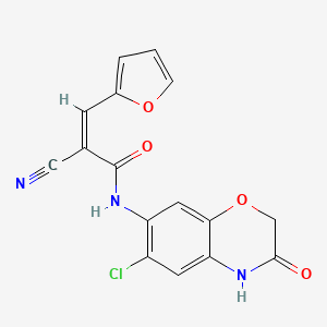 (Z)-N-(6-Chloro-3-oxo-4H-1,4-benzoxazin-7-yl)-2-cyano-3-(furan-2-yl)prop-2-enamide