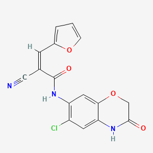 molecular formula C16H10ClN3O4 B2402409 (Z)-N-(6-Chloro-3-oxo-4H-1,4-benzoxazin-7-yl)-2-cyano-3-(furan-2-yl)prop-2-enamide CAS No. 1375270-77-1