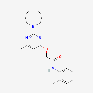molecular formula C20H26N4O2 B2402413 2-{[2-(azepan-1-yl)-6-methylpyrimidin-4-yl]oxy}-N-(2-methylphenyl)acetamide CAS No. 1226441-04-8