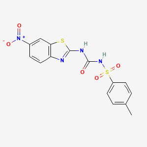 molecular formula C15H12N4O5S2 B2402419 1-(4-Methylbenzenesulfonyl)-3-(6-nitro-1,3-benzothiazol-2-yl)urea CAS No. 326610-22-4
