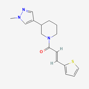 molecular formula C16H19N3OS B2402421 (E)-1-[3-(1-Methylpyrazol-4-yl)piperidin-1-yl]-3-thiophen-2-ylprop-2-en-1-one CAS No. 2321343-42-2