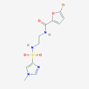 molecular formula C11H13BrN4O4S B2402440 5-溴-N-(2-(1-甲基-1H-咪唑-4-磺酰胺基)乙基)呋喃-2-甲酰胺 CAS No. 1795408-86-4