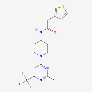 molecular formula C17H19F3N4OS B2402448 N-{1-[2-methyl-6-(trifluoromethyl)-4-pyrimidinyl]-4-piperidyl}-2-(3-thienyl)acetamide CAS No. 1775537-84-2