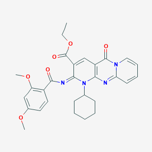 (Z)-ethyl 1-cyclohexyl-2-((2,4-dimethoxybenzoyl)imino)-5-oxo-2,5-dihydro-1H-dipyrido[1,2-a:2',3'-d]pyrimidine-3-carboxylate