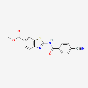 molecular formula C17H11N3O3S B2402466 Methyl 2-(4-cyanobenzamido)benzo[d]thiazole-6-carboxylate CAS No. 887902-68-3