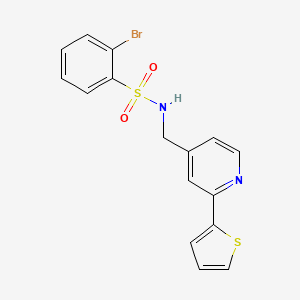 molecular formula C16H13BrN2O2S2 B2402470 2-bromo-N-((2-(thiophen-2-yl)pyridin-4-yl)methyl)benzenesulfonamide CAS No. 2034598-50-8