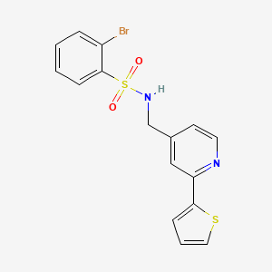 molecular formula C16H13BrN2O2S2 B2402470 2-Brom-N-((2-(Thiophen-2-yl)pyridin-4-yl)methyl)benzolsulfonamid CAS No. 2034598-50-8