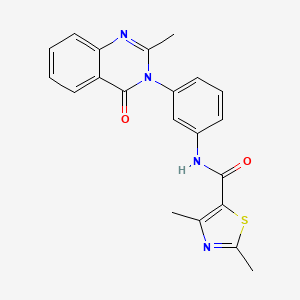 molecular formula C21H18N4O2S B2402480 2,4-二甲基-N-(3-(2-甲基-4-氧代喹唑啉-3(4H)-基)苯基)噻唑-5-甲酰胺 CAS No. 898420-57-0