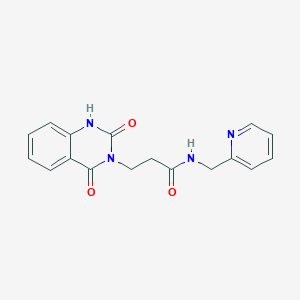 molecular formula C17H16N4O3 B2402486 3-(2,4-dioxo-1,2-dihydroquinazolin-3(4H)-yl)-N-(pyridin-2-ylmethyl)propanamide CAS No. 688773-75-3