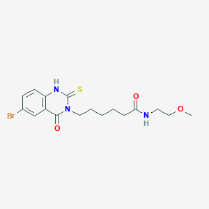 molecular formula C17H22BrN3O3S B2402494 6-(6-bromo-4-oxo-2-sulfanylidene-1H-quinazolin-3-yl)-N-(2-methoxyethyl)hexanamide CAS No. 422288-14-0