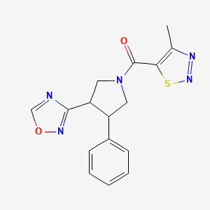 molecular formula C16H15N5O2S B2402496 (3-(1,2,4-Oxadiazol-3-yl)-4-phenylpyrrolidin-1-yl)(4-methyl-1,2,3-thiadiazol-5-yl)methanone CAS No. 2034324-02-0