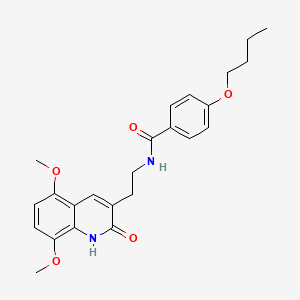 4-butoxy-N-[2-(5,8-dimethoxy-2-oxo-1H-quinolin-3-yl)ethyl]benzamide