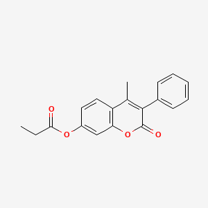 molecular formula C19H16O4 B2402503 4-甲基-2-氧代-3-苯基色满-7-基丙酸酯 CAS No. 869080-10-4