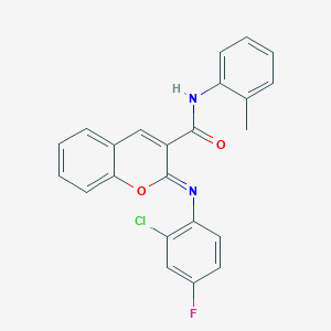 molecular formula C23H16ClFN2O2 B2402505 (2Z)-2-[(2-chloro-4-fluorophenyl)imino]-N-(2-methylphenyl)-2H-chromene-3-carboxamide CAS No. 1327179-56-5