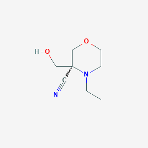 molecular formula C8H14N2O2 B2402512 rac-4-Ethyl-3-(hydroxymethyl)morpholine-3-carbonitrile CAS No. 1823924-46-4