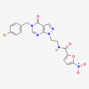molecular formula C19H15BrN6O5 B2402522 N-(2-(5-(4-bromobenzyl)-4-oxo-4,5-dihydro-1H-pyrazolo[3,4-d]pyrimidin-1-yl)ethyl)-5-nitrofuran-2-carboxamide CAS No. 921888-80-4