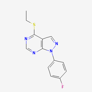 molecular formula C13H11FN4S B2402535 4-Ethylsulfanyl-1-(4-fluorophenyl)pyrazolo[3,4-d]pyrimidine CAS No. 893933-11-4